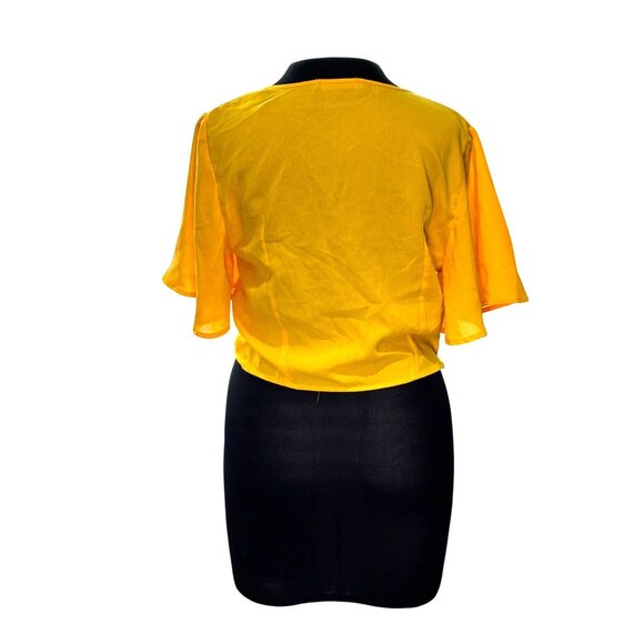 Yellow Zaful Womens Twist Front Crop Top  Size L - Picture 3 of 9